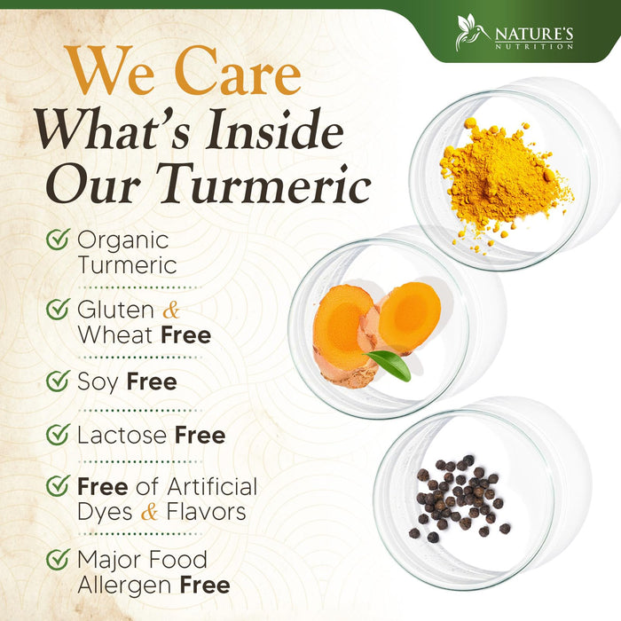 Turmeric Curcumin Supplement 1500mg - Organic Tumeric & BioPerine Black Pepper for Best Absorption with 95% Curcuminoids, Nature's Joint & Immune Support, Non-GMO, Bottled in USA - 360 Capsules