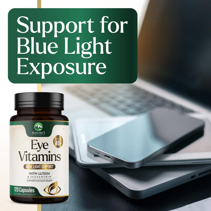 Eye Vitamins & Mineral Supplement - Contains Zinc, Copper, Lutein, & Zeaxanthin, Supports Dry Eye Strain, Vision Health for Adults, Non-GMO, Vegan Eye Care Pills & Minerals Supplements - 120 Capsules