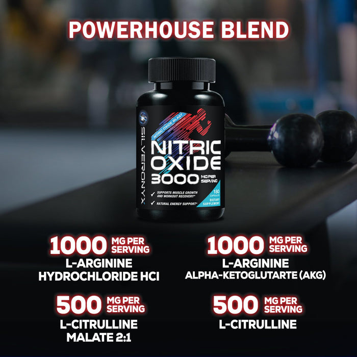Nitric Oxide Formula with L-Arginine + Citrulline – 180 Capsules
