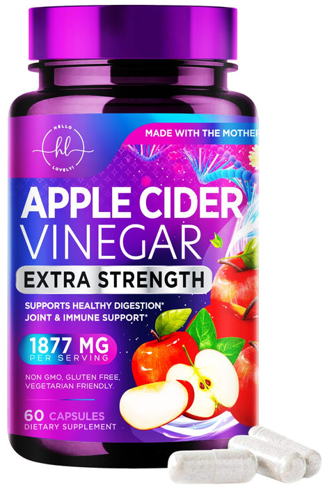 Apple Cider Vinegar Pills from the Mother - 1877mg of ACV with Vitamin D3 & Zinc, Non-GMO & Gluten Free, ACV Supplement for Digestion, Energy & Immune Support, Apple Vinegar Capsules - 60 Capsules