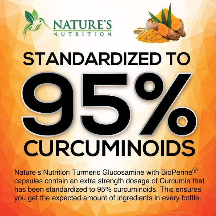 Turmeric Curcumin Supplement 2000mg with Glucosamine Chondroitin & Ginger, 95% Curcuminoids, BioPerine Black Pepper for Best Absorption, Nature's Joint Support, Non-GMO, Bottled in USA - 180 Capsules