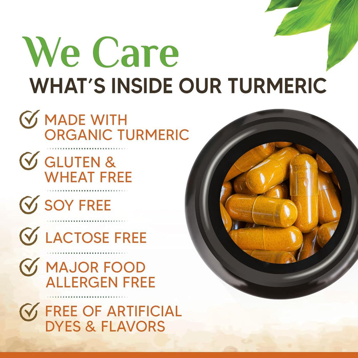 Turmeric Curcumin Supplement 1750mg with Organic Turmeric & Ginger, 95% Curcuminoids, BioPerine Black Pepper for Best Absorption, Nature's Vegan Joint Support, Non-GMO, Bottled in USA - 360 Capsules