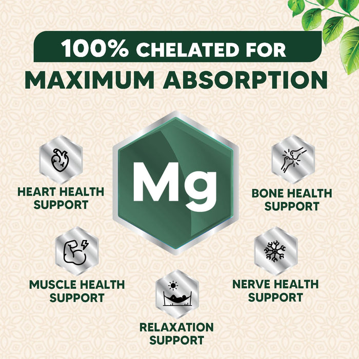 Magnesium Glycinate 1000mg - Magnesium for Bone, Muscle, Nerves & Heart Health Support, Natures Sleep Support, Best Mag Supplement Pills for Whole Body - Chelated for Ultra Absorption - 60 Capsules