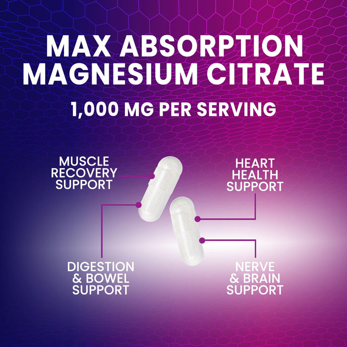 Magnesium Citrate 1000 mg for Absorption – 180 Capsules