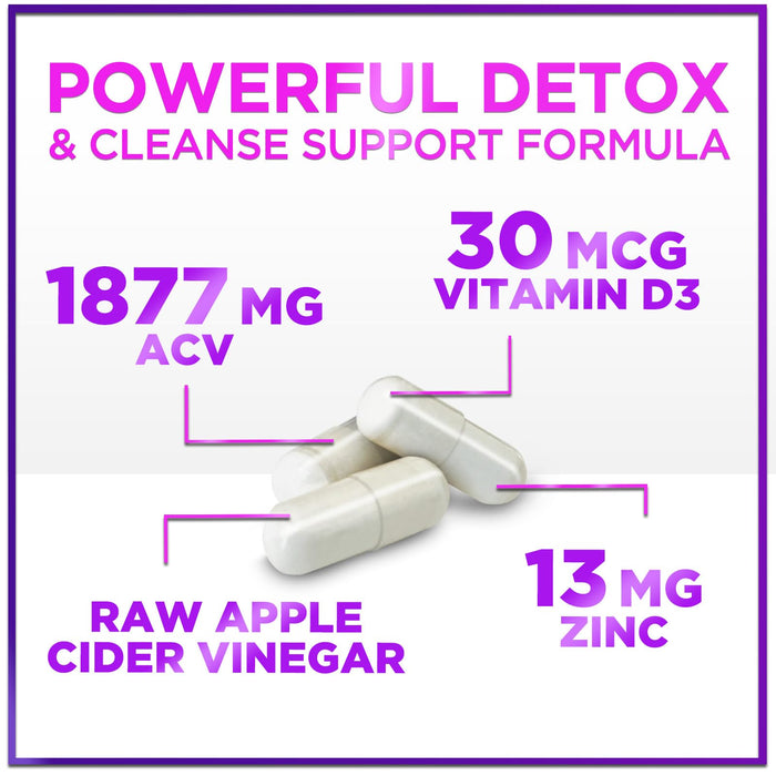 Apple Cider Vinegar Pills from the Mother - 1877mg of ACV with Vitamin D3 & Zinc, Non-GMO & Gluten Free, ACV Supplement for Digestion, Energy & Immune Support, Apple Vinegar Capsules - 60 Capsules