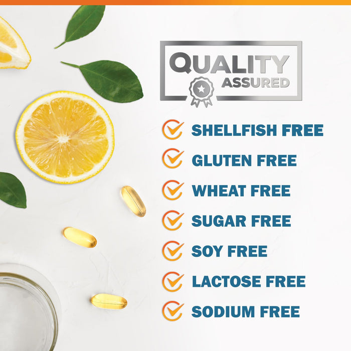 Omega 3 Fish Oil 2400 mg – Triple Strength EPA & DHA Fatty Acids for Heart, Brain & Joint Support – Wild-Caught, Burpless, Lemon Flavor Supplement – Natural, Non-GMO, Gluten-Free – 180 Softgels