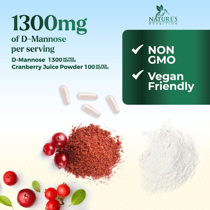D-Mannose 1,350 mg with Cranberry & Hibiscus – 180 Capsules