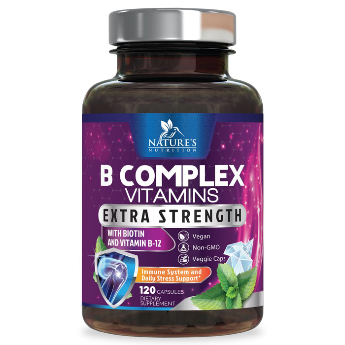 B Complex Vitamins Capsules with Vitamin B6 B12 B100 C Biotin Folate & Folic Acid – 120 Capsules