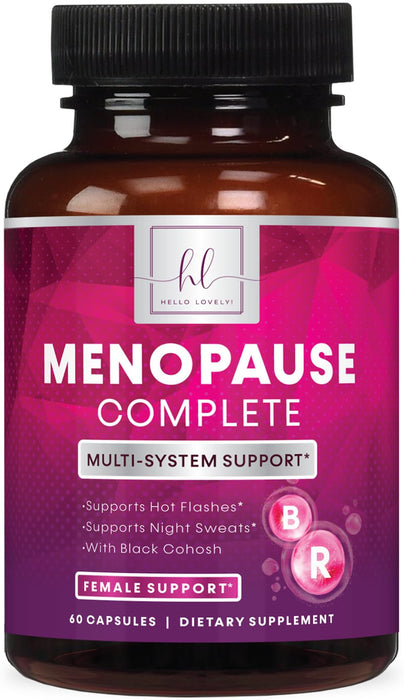 Menopause Supplements for Women with Black Cohosh - Natural, Mild Hot Flash, Night Sweats & Hormone Support, Menopause Relief with Dong Quai, Energy & Balance, Non-GMO & Gluten Free - 60 Capsules
