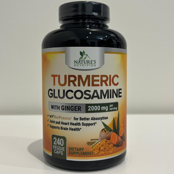 Turmeric Curcumin Supplement 2000mg with Glucosamine Chondroitin & Ginger, 95% Curcuminoids, BioPerine Black Pepper for Best Absorption, Nature's Joint Support, Non-GMO, Bottled in USA - 240 Capsules