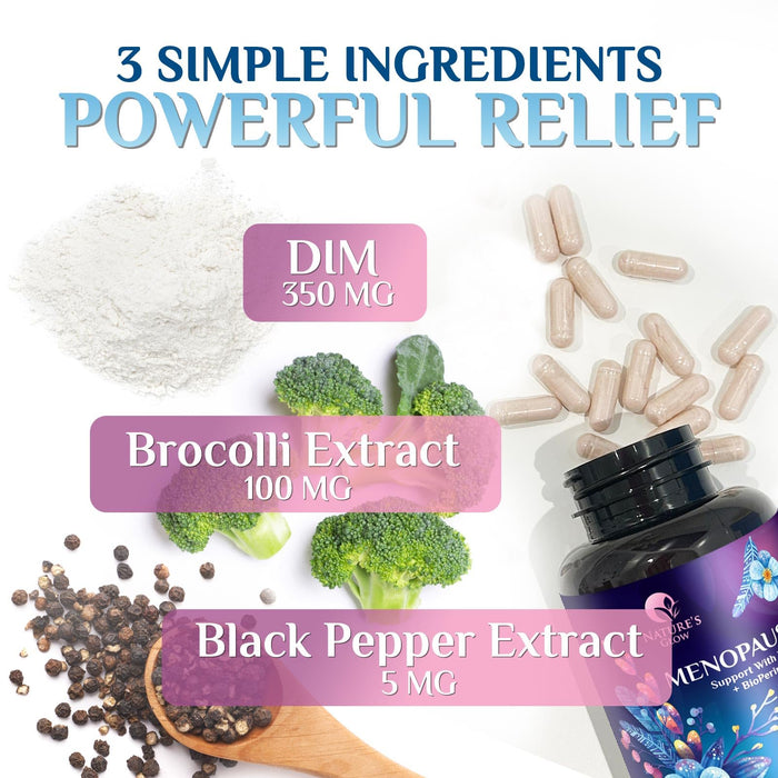 Menopause Supplements for Women with DIM - Natural Hormone Support for Women, Menopause Relief and Balance Antioxidant for Energy & Skin Health, Hot Flashes and Night Sweats Support - 60 Capsules