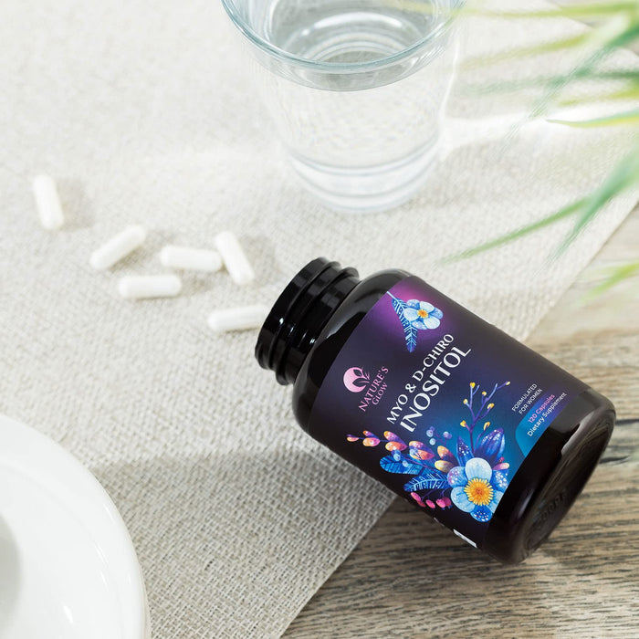 Myo-Inositol & D-Chiro Inositol 1025mg - 40:1 Ideal Ratio for Ovarian Support, Vegan Myo & D Chiro Supplement for Women's Natural Balance and Hormone Support, Vitamin B8, Non-GMO - 120 Capsules