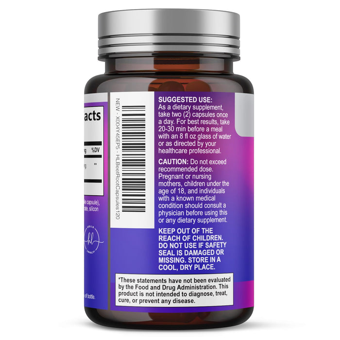 Organic Beet Root Capsules 1300mg – 120 Capsules