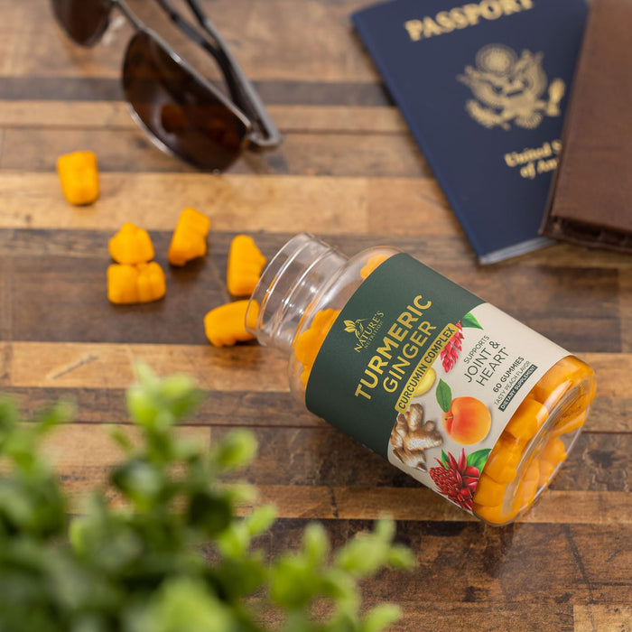 Turmeric and Ginger Gummies - Vegan Turmeric Curcumin Gummies with Black Pepper Extract for High Absorption, Nature's Curcumin Gummy for Joint Support Supplement, Non-GMO, Gluten Free - 60 Count