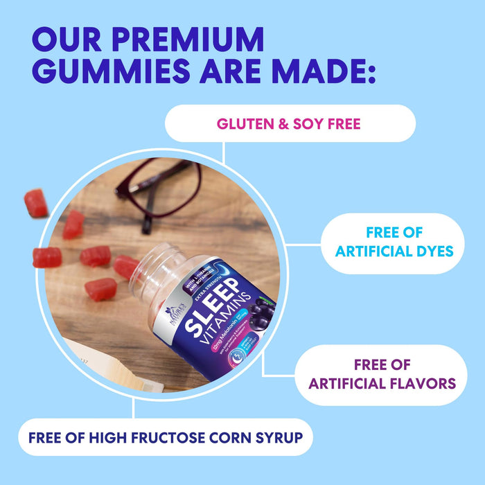Sleep Gummies with Melatonin 12 mg - Extra Strength Sleep Vitamin Gummy, Natural Melatonin Gummy, Occasional Sleep Support Supplement for Adults, Vegan, Non-GMO, Gomitas para Dormir - 60 Gummies