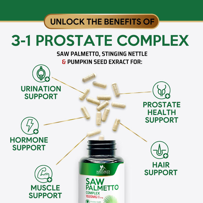 Saw Palmetto for Men 1000MG Prostate Health – 60 Capsules