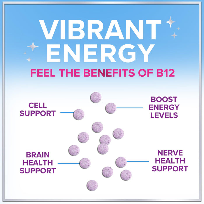 B 12 Vitamin Chewables 1000 mcg - B12 Complex with Heart & Nerve Energy Health Support - Vitamin B-12 Complex for Adults with Immune Health Support - Gluten & Sugar Free - 120 Chewables