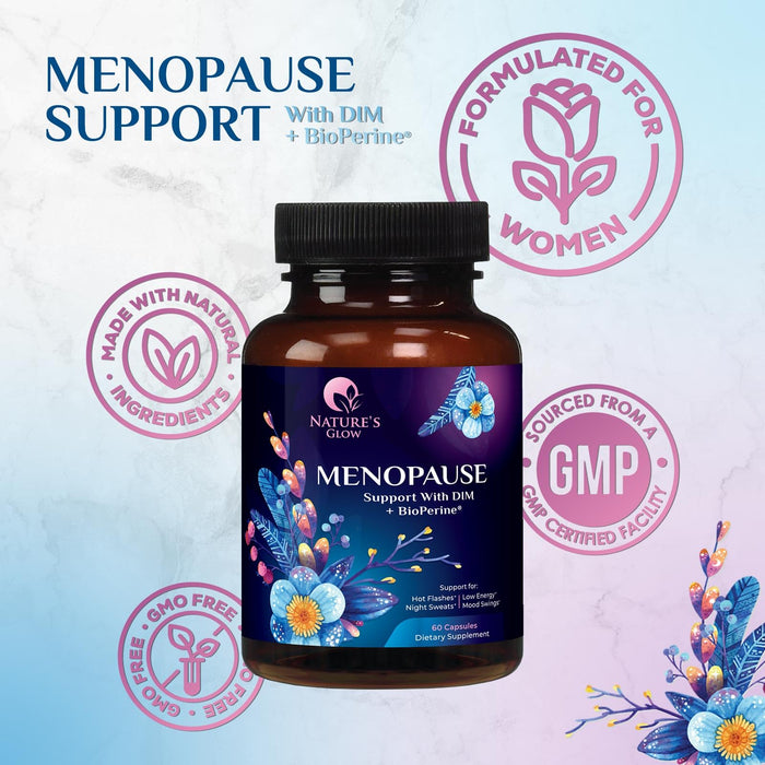 Menopause Supplements for Women with DIM - Natural Hormone Support for Women, Menopause Relief and Balance Antioxidant for Energy & Skin Health, Hot Flashes and Night Sweats Support - 60 Capsules