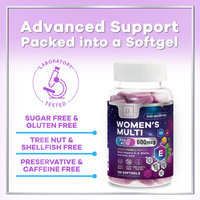 Multivitamin for Women - Vitamin A, C, D, E, and 8 B Vitamins for Energy & Immune Support, with Biotin, Iron & Zinc for Bone & Skin Health, Daily Womens Multivitamin & Minerals - 120 Softgels