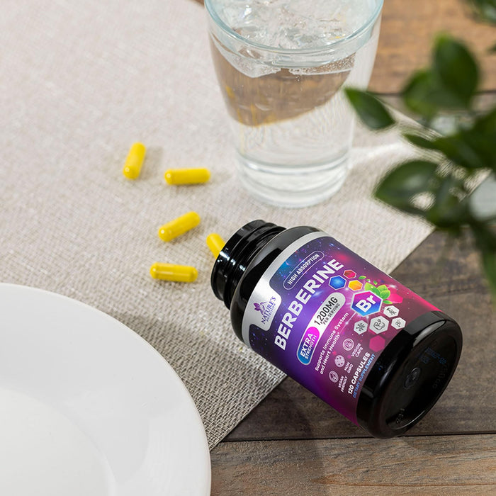 Berberine HCL 1200mg Supplement - Berberine HCI Capsules High Absorption Supplement for Heart Health & Immune Support, High Strength, Gluten-Free, Vegan, Non-GMO Pills - 120 Veggie Capsules