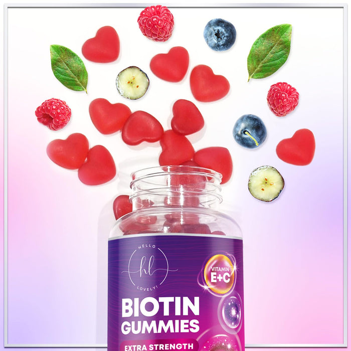 Hair Vitamins Gummy for Women with Biotin 5000 mcg, Sugar-Free Hair Growth Support with Vitamins E & C, Thicker, Stronger & Beautiful Hair, Skin & Nails, Hair Health Support Supplement - 60 Gummies