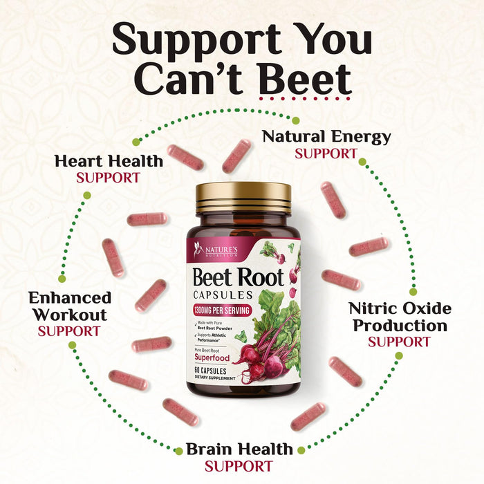 Beet Root Capsules 1300mg – 60 Veggie Capsules