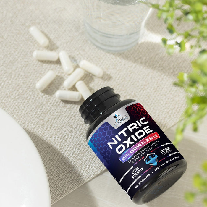 Nitric Oxide Booster Extra Strength 3000mg - L Arginine 3X Strength Nitric Oxide Supplements for Men and Women, Citrulline, Supports Muscle, Heart Health & Energy Supplement, Non-GMO - 60 Capsules