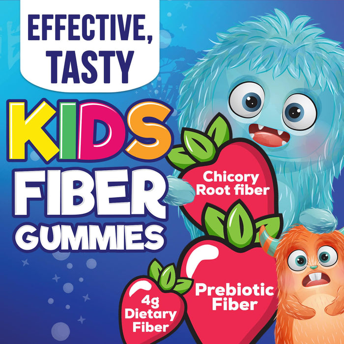 Fiber Gummies for Kids, Daily 4g Gummy Fiber Supplement, Prebiotic Digestive Health Support - Nature's Plant Based Soluble Fiber, Supports Regularity & Digestion for Kids Non-GMO - 60 Gummies