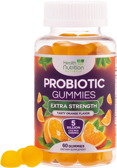 Probiotic Gummies for Women & Men - 5 Billion CFUs Gut Health Support Gummy, Daily Probiotics Supplement for Digestive Health Gummy, Probiotic Strains for Immune Support, Non-GMO & Vegan - 60 Gummies