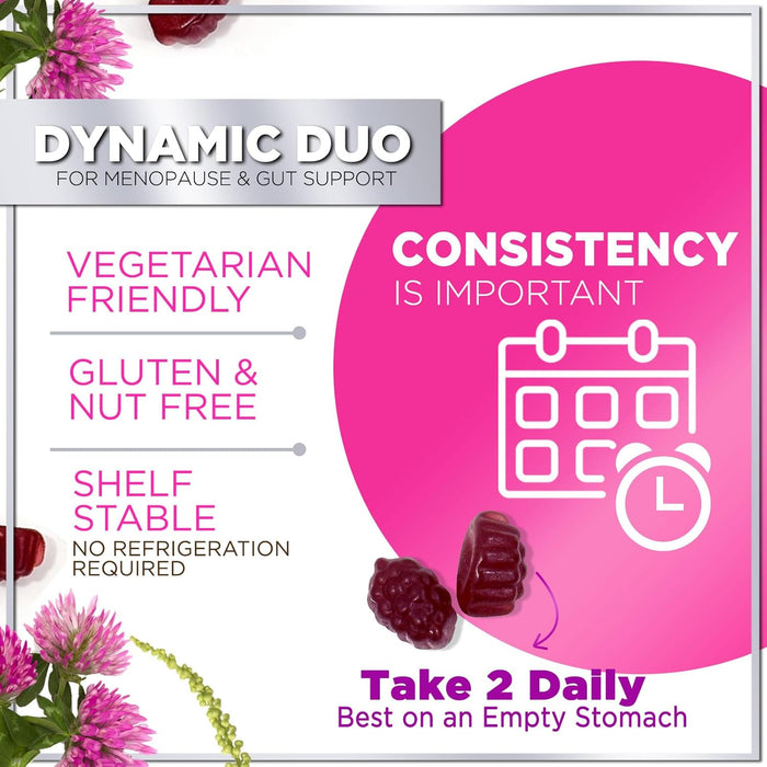 Menopause Supplements for Women Gummies with Black Cohosh, Cranberry 3 Billion CFU Probiotics - Complete Menopause Balance Relief for Hot Flashes, Night Sweats, PH, Vaginal Health Support - 60 Gummies