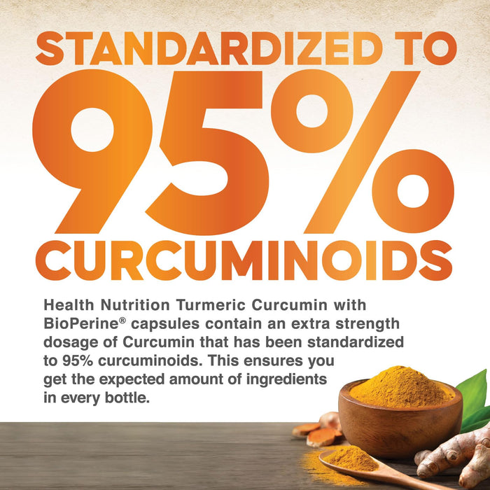 Turmeric Curcumin Supplement 2600mg - 95% Curcuminoids with Organic Turmeric & BioPerine Black Pepper for Best Absorption, Nature's Vegan Joint Support, Non-GMO Tumeric, Bottled in USA - 180 Capsules