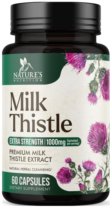 Milk Thistle Extract - Liver Cleanse Detox & Repair Formula with Dandelion Extract 1000mg - Herbal Liver Supplement - Nature's Milk Thistle w/Silymarin Marianum, Supports Liver Health - 60 Capsules