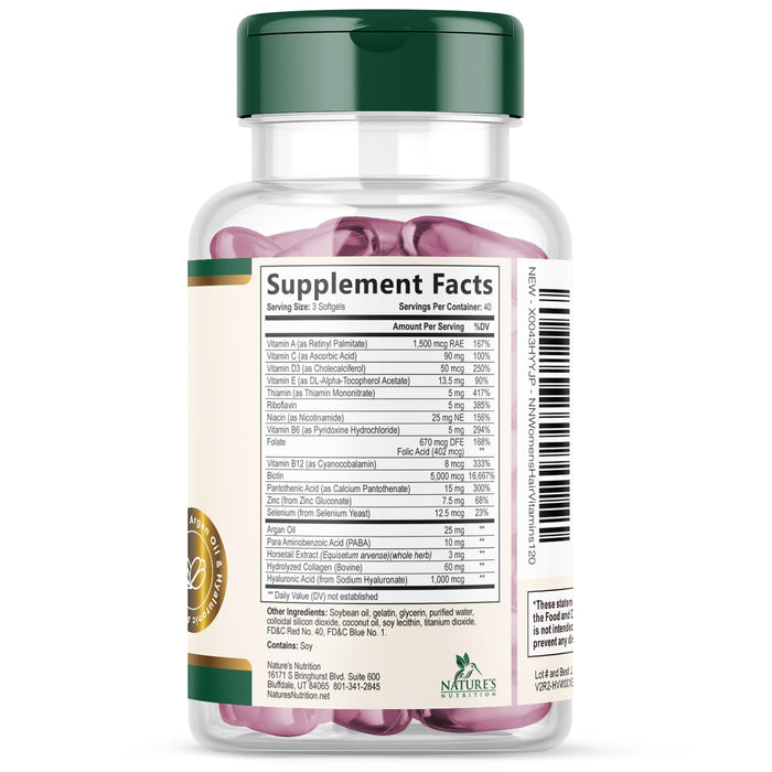 Hair Vitamins Biotin 5000 mcg Collagen for Hair Skin and Nails Vitamin Nature's – 120 Softgels