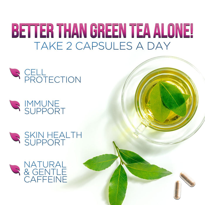 Green Tea Extract Pills - 98% Standardized EGCG 1300mg 3X Strength for Natural Energy - Supports Heart & Antioxidant Health Herbal & Immune Support Supplement Polyphenols & Catechins - 120 Capsules