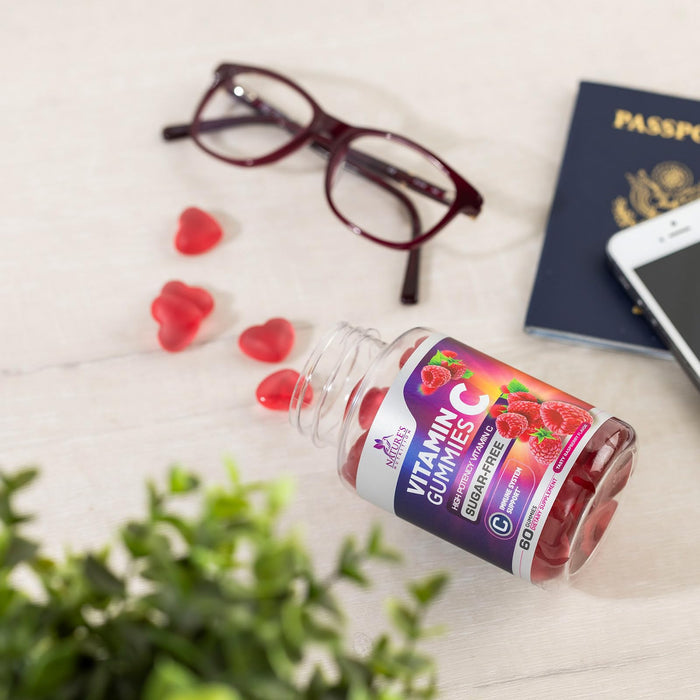 Zero Sugar Vitamin C Gummies - Immune Support & Antioxidant VitaminC Dietary Supplement - Vegan, Non-GMO, Dairy & Gluten Free C Vitamin Gummy - Raspberry Flavor for Kids & Adults - 60 Count Gummies