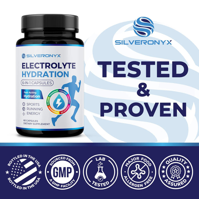 Electrolytes Supplement - Sugar Free, Advanced Hydration Complex with Sodium Chloride, Magnesium, Potassium, Calcium, Vitamin D3 - Best Hydrating Mineral Salt Pills - Vegan & Keto - 60 Capsules