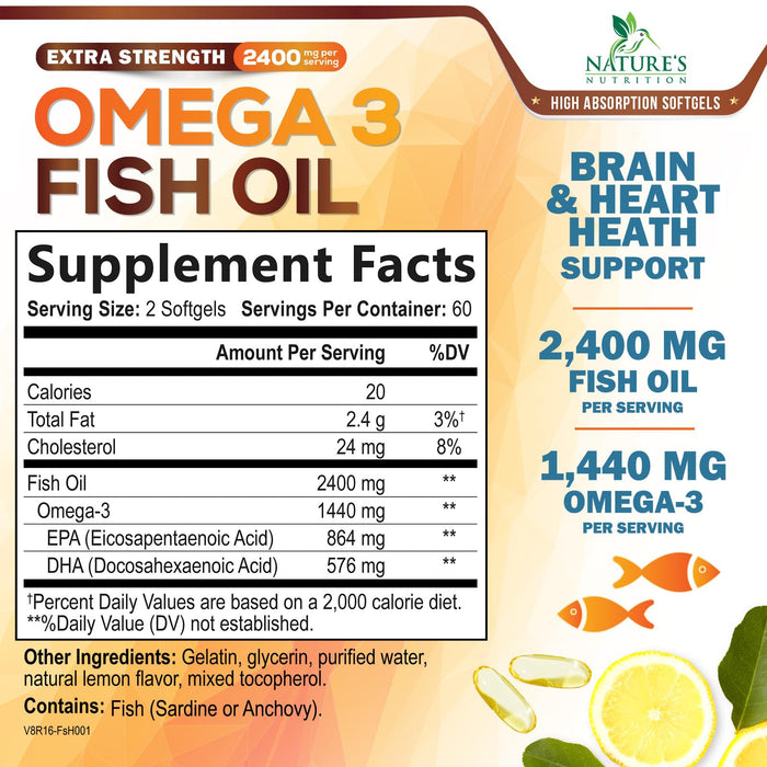 Omega-3 Fish Oil – 2400mg – 120 Softgels