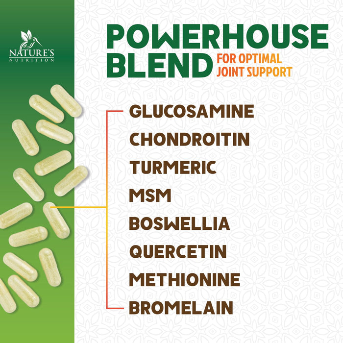 Glucosamine Chondroitin MSM 2100mg Complex - Joint Support Supplement for Joint Mobility & Comfort For Men and Women with Turmeric & Boswellia, Triple Strength Glucosamine Supplements - 120 Capsules