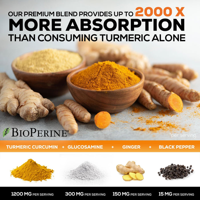Turmeric Curcumin 2000mg with Glucosamine Chondroitin & Ginger – 120 Capsules