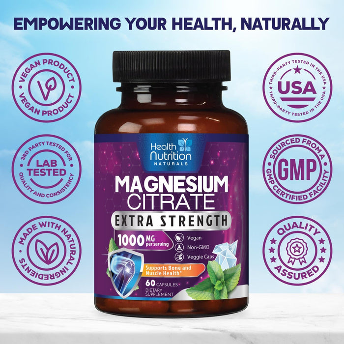Magnesium Citrate Capsules 1000mg – 60 Capsules