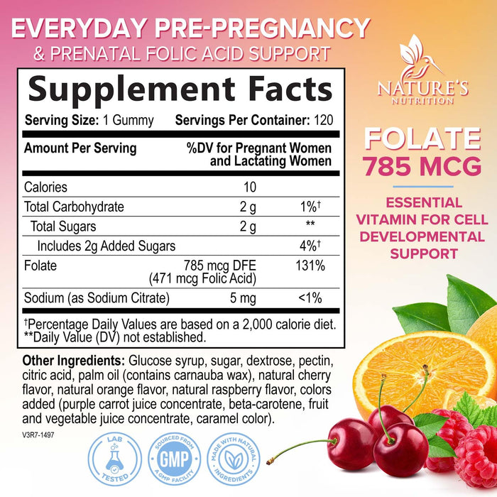 Folic Acid Gummies for Women 785 mcg – 120 Gummies