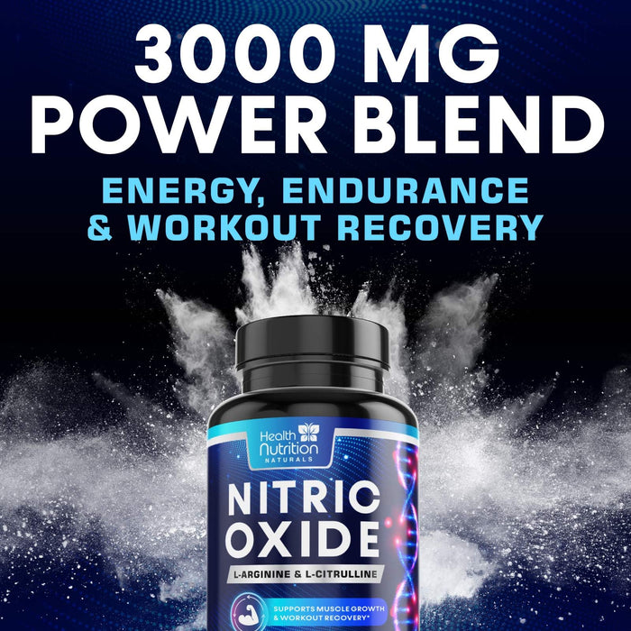 Extra Strength Nitric Oxide Supplement 3X Strength L Arginine, Citrulline Malate, AAKG, Beta Alanine - Premium Muscle Supporting Nitric Booster - Natural Energy & Heart Health Support - 240 Capsules