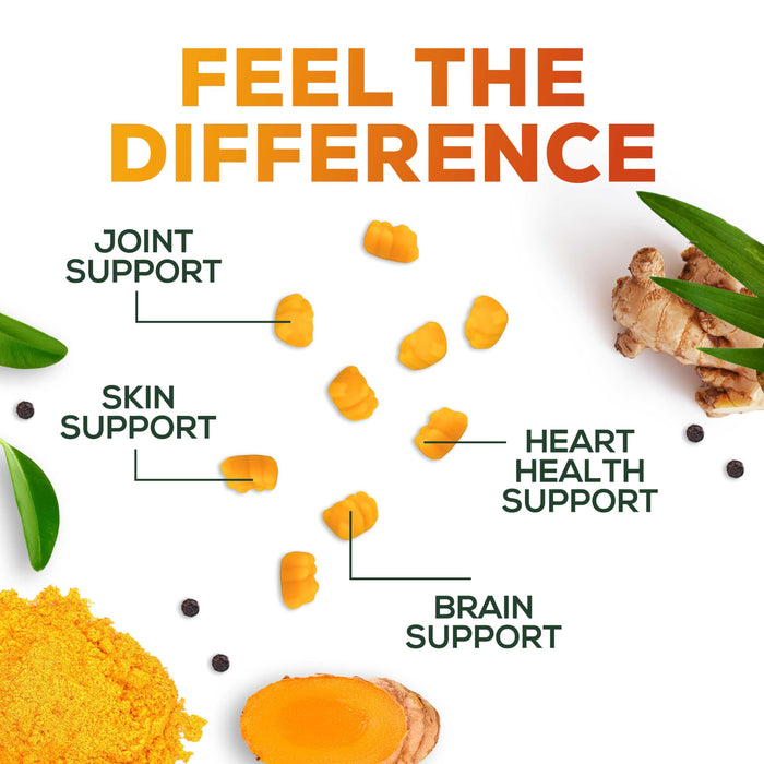 Turmeric and Ginger Gummies - Vegan Turmeric Curcumin Gummies with Black Pepper Extract for High Absorption, Nature's Curcumin Gummy for Joint Support Supplement, Non-GMO, Gluten Free - 120 Count