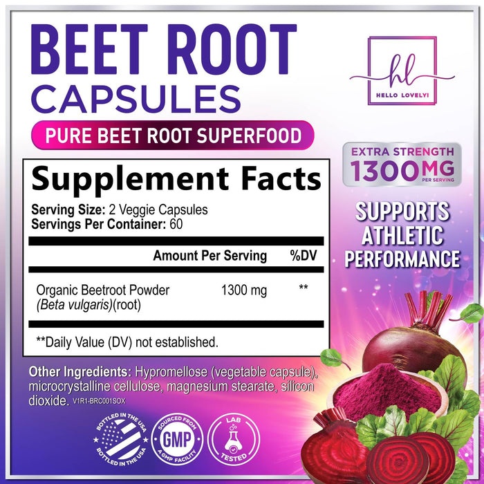 Organic Beet Root Capsules 1300mg – 120 Capsules