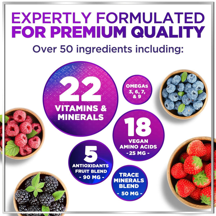 Multivitamin for Women, Men & Kids - Sugar Free & Vegan, Multi Vitamin Liquid & Multimineral, Vitamins A, C, D3, E, B6, B12 & Zinc, Women's Multivitamin & Immune Support, Berry Flavor - 15 Fl Oz