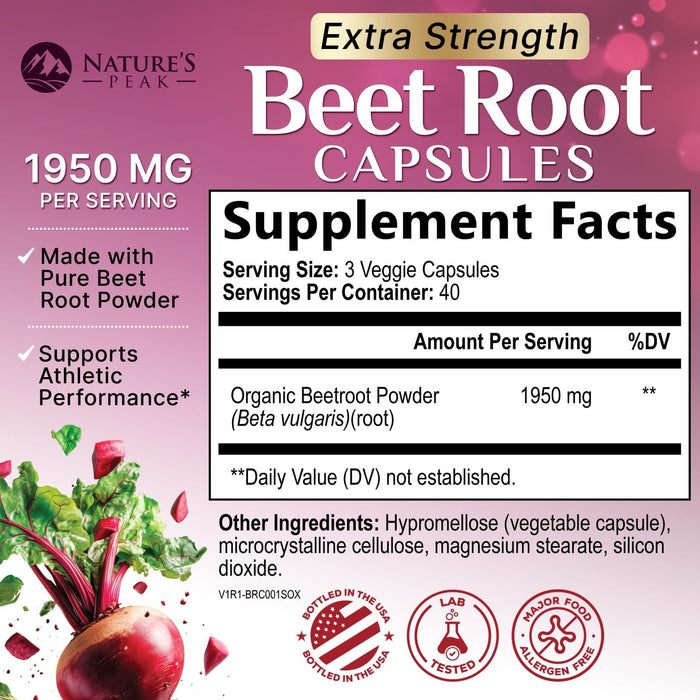 Beet Root Capsules 1950mg – 120 Count