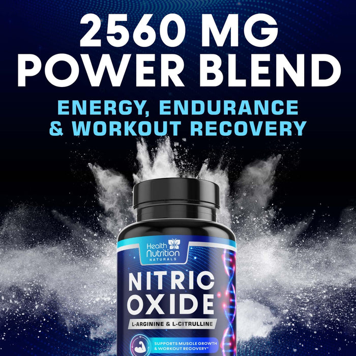 Extra Strength Nitric Oxide Supplement 3X Strength L Arginine, Citrulline Malate, AAKG, Beta Alanine - Premium Muscle Supporting Nitric Booster - Natural Energy & Heart Health Support - 180 Capsules