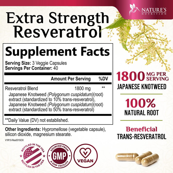 Resveratrol 1800mg – 120 Vegan Capsules