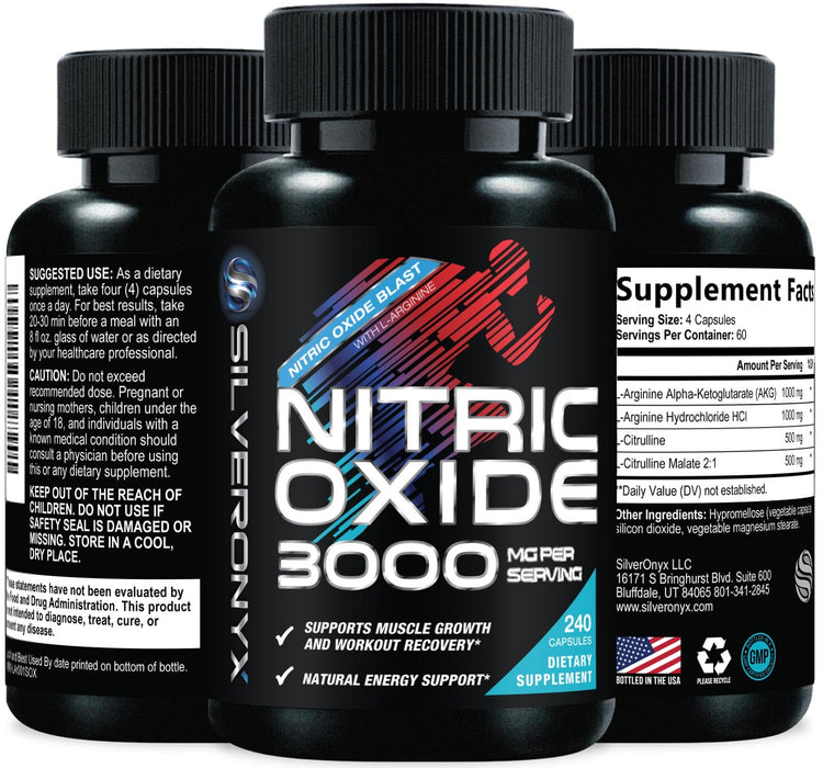 Nitric Oxide Formula with L-Arginine + Citrulline – 240 Capsules