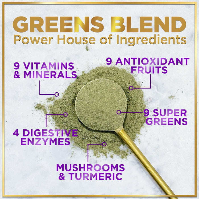 Super Green Powder Superfood - Spirulina, Chlorella & Digestive Enzymes, Red & Greens Powder, 20+ Amazing Superfoods Support Energy & Digestion, Antioxidant Green Blend, Vegan & Non-GMO - 30 Servings